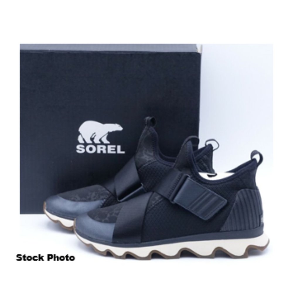SOREL Kinetic Sneak Women’s Sneakers Fashion Shoes Black White Leopard Size 7.5